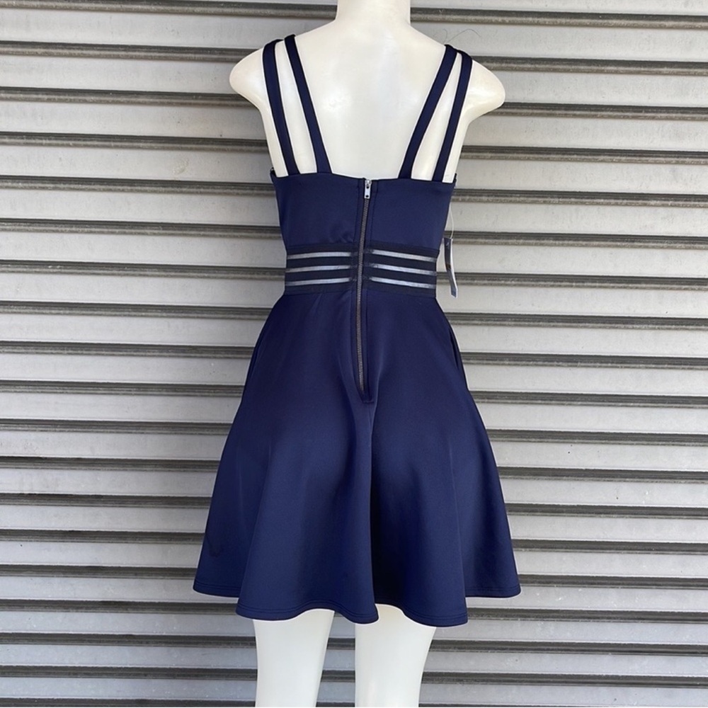 City Studio Navy Fit-and-Flare Mini Dress with Striped Waist Size 3 - Picture 10 of 11